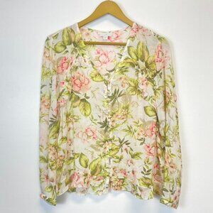 J. Jill Floral Cottage Core Button Down Blouse